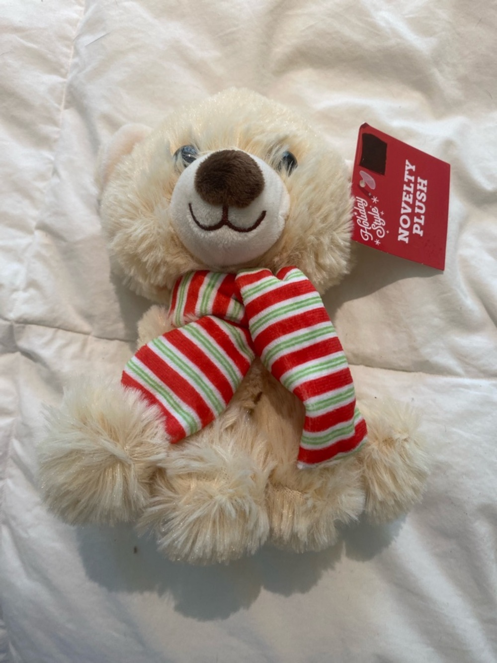 Holiday Style Plush Teddy Bear w Stripe Scarf Christmas Plush NWT